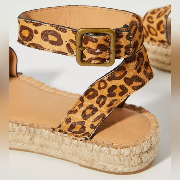 Soludos leopard/cheetah calf hair ankle strap espadrille sandals - Picture 7 of 8